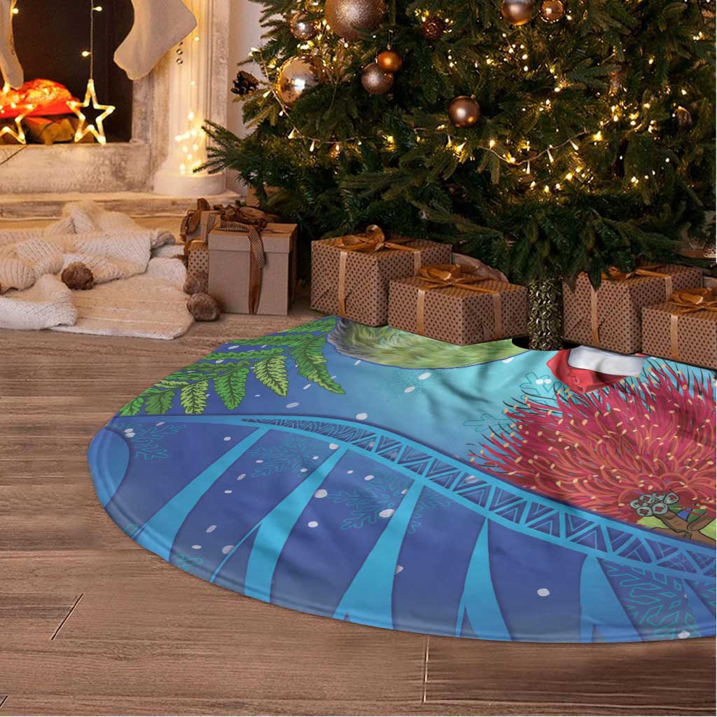 New Zealand Takahe Christmas Tree Skirt Maori Fern Mix Pohotukawa