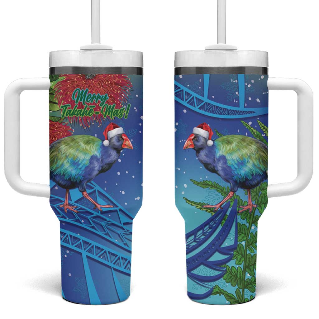 New Zealand Takahe Christmas Tumbler With Handle Maori Fern Mix Pohotukawa