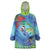 New Zealand Takahe Christmas Wearable Blanket Hoodie Maori Fern Mix Pohotukawa