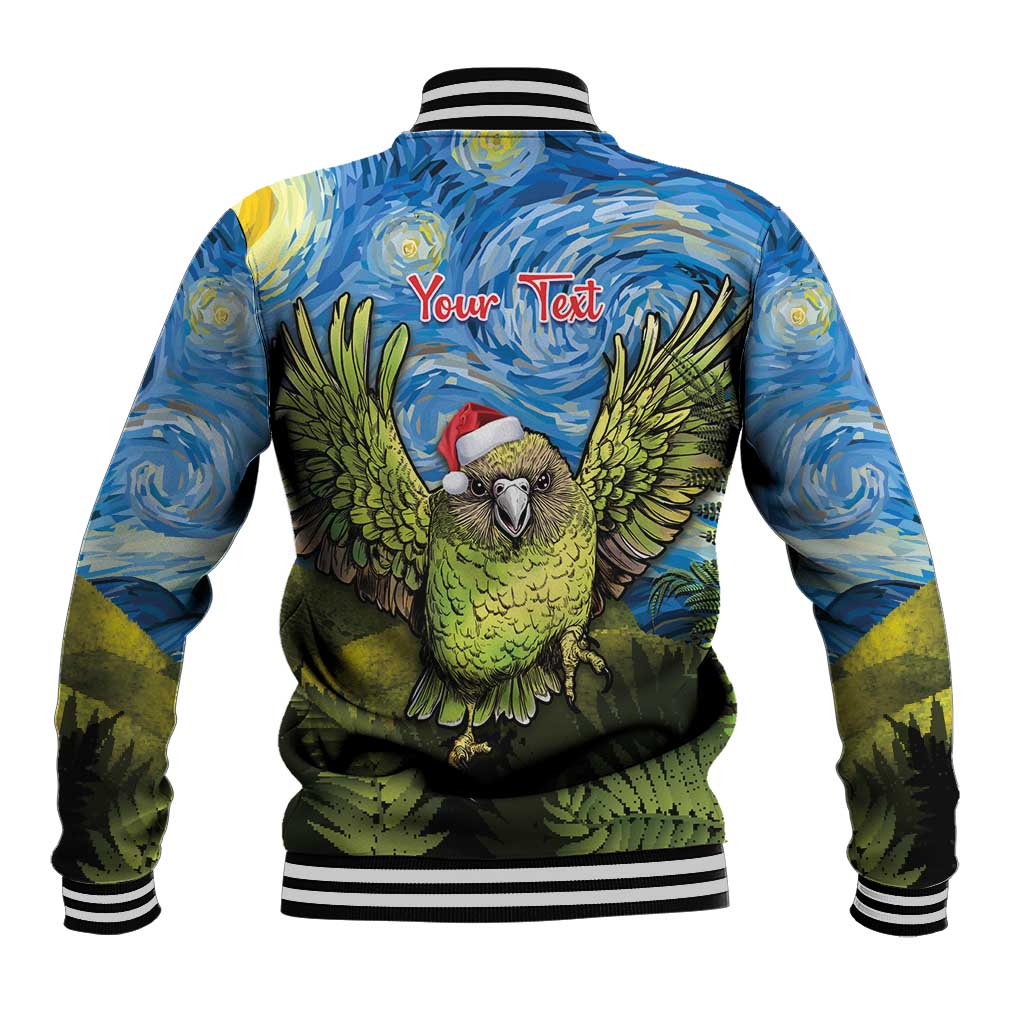 Personalised Jumping Kakapo Christmas Baseball Jacket New Zealand Fern - Starry Night Style LT14 - Polynesian Pride