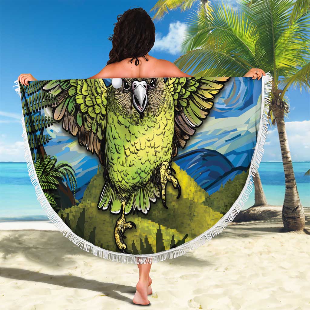 Personalised Jumping Kakapo Christmas Beach Blanket New Zealand Fern - Starry Night Style LT14 - Polynesian Pride