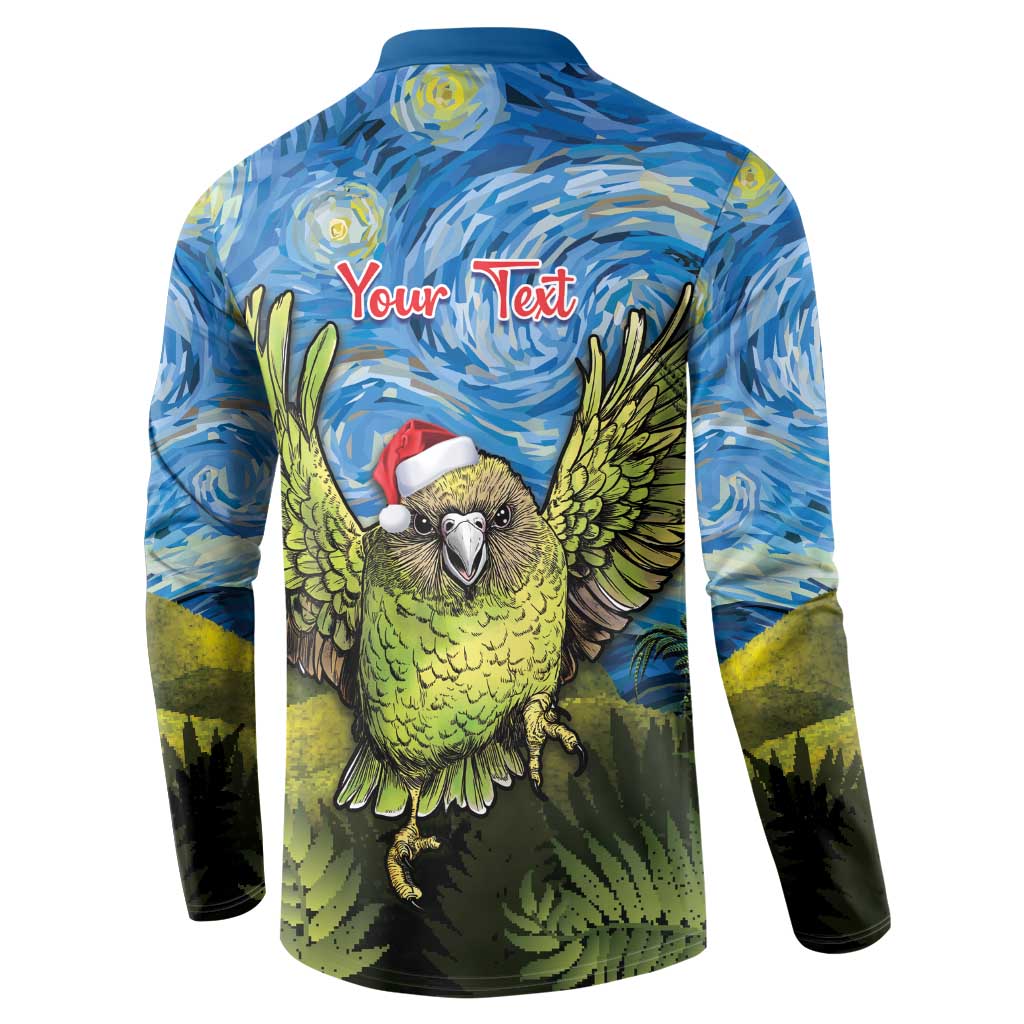 Personalised Jumping Kakapo Christmas Button Sweatshirt New Zealand Fern - Starry Night Style LT14 - Polynesian Pride