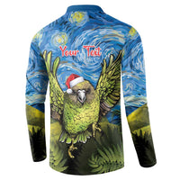 Personalised Jumping Kakapo Christmas Button Sweatshirt New Zealand Fern - Starry Night Style LT14 - Polynesian Pride