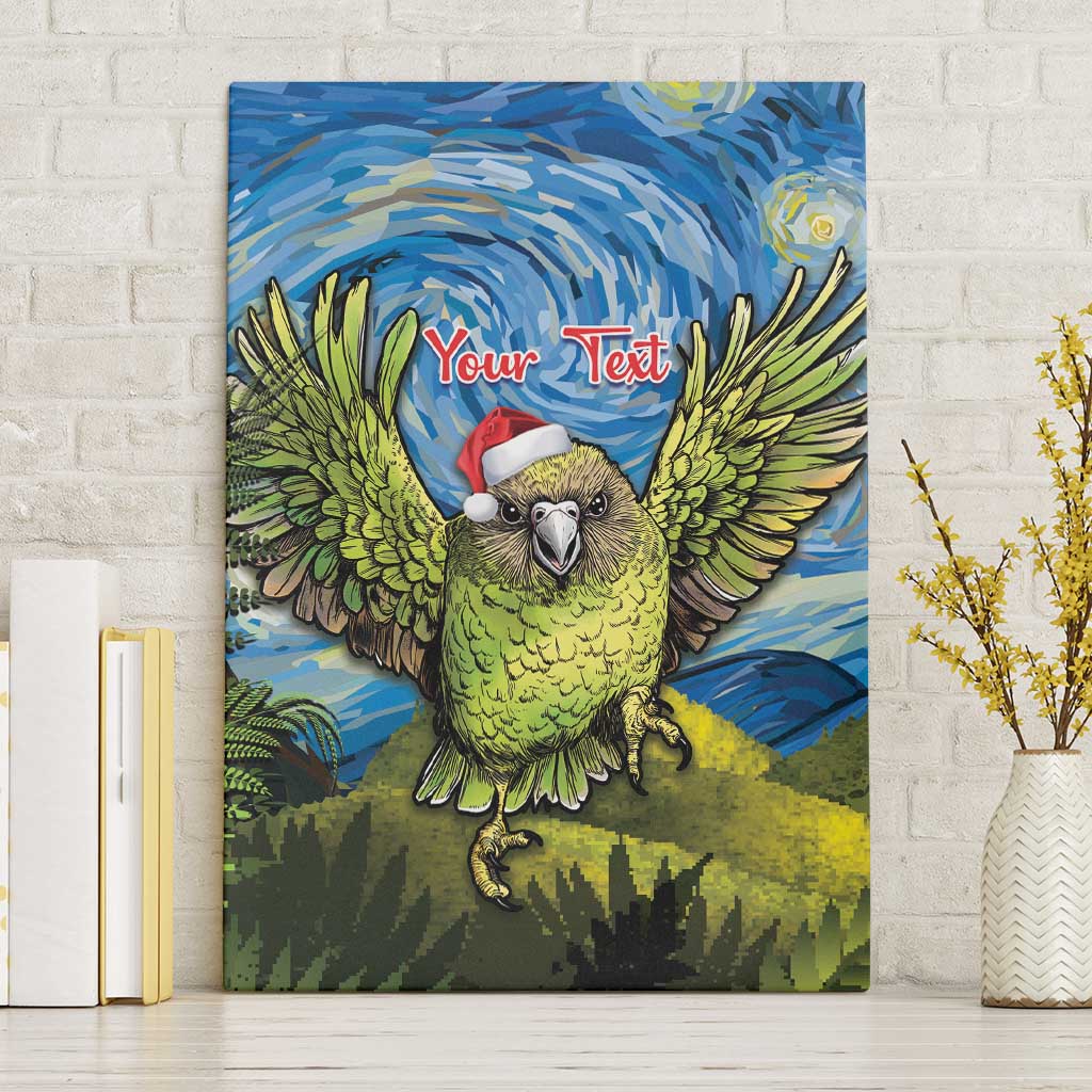 Personalised Jumping Kakapo Christmas Canvas Wall Art New Zealand Fern - Starry Night Style