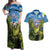 Personalised Jumping Kakapo Christmas Couples Matching Off Shoulder Maxi Dress and Hawaiian Shirt New Zealand Fern - Starry Night Style