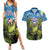 Personalised Jumping Kakapo Christmas Couples Matching Summer Maxi Dress and Hawaiian Shirt New Zealand Fern - Starry Night Style