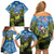 Personalised Jumping Kakapo Christmas Family Matching Off Shoulder Short Dress and Hawaiian Shirt New Zealand Fern - Starry Night Style