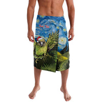 Personalised Jumping Kakapo Christmas Lavalava New Zealand Fern - Starry Night Style LT14 Green - Polynesian Pride
