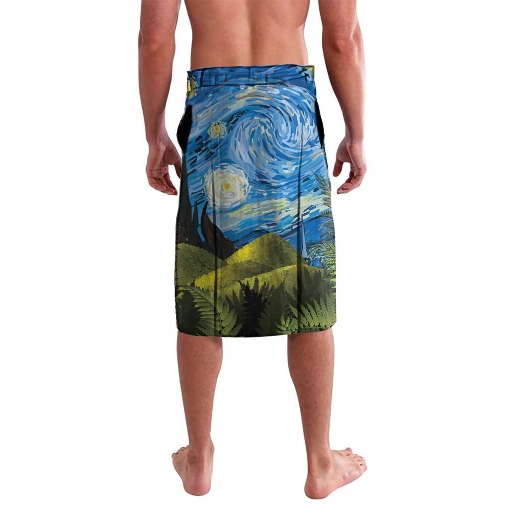 Personalised Jumping Kakapo Christmas Lavalava New Zealand Fern - Starry Night Style LT14 - Polynesian Pride