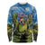 Personalised Jumping Kakapo Christmas Long Sleeve Shirt New Zealand Fern - Starry Night Style