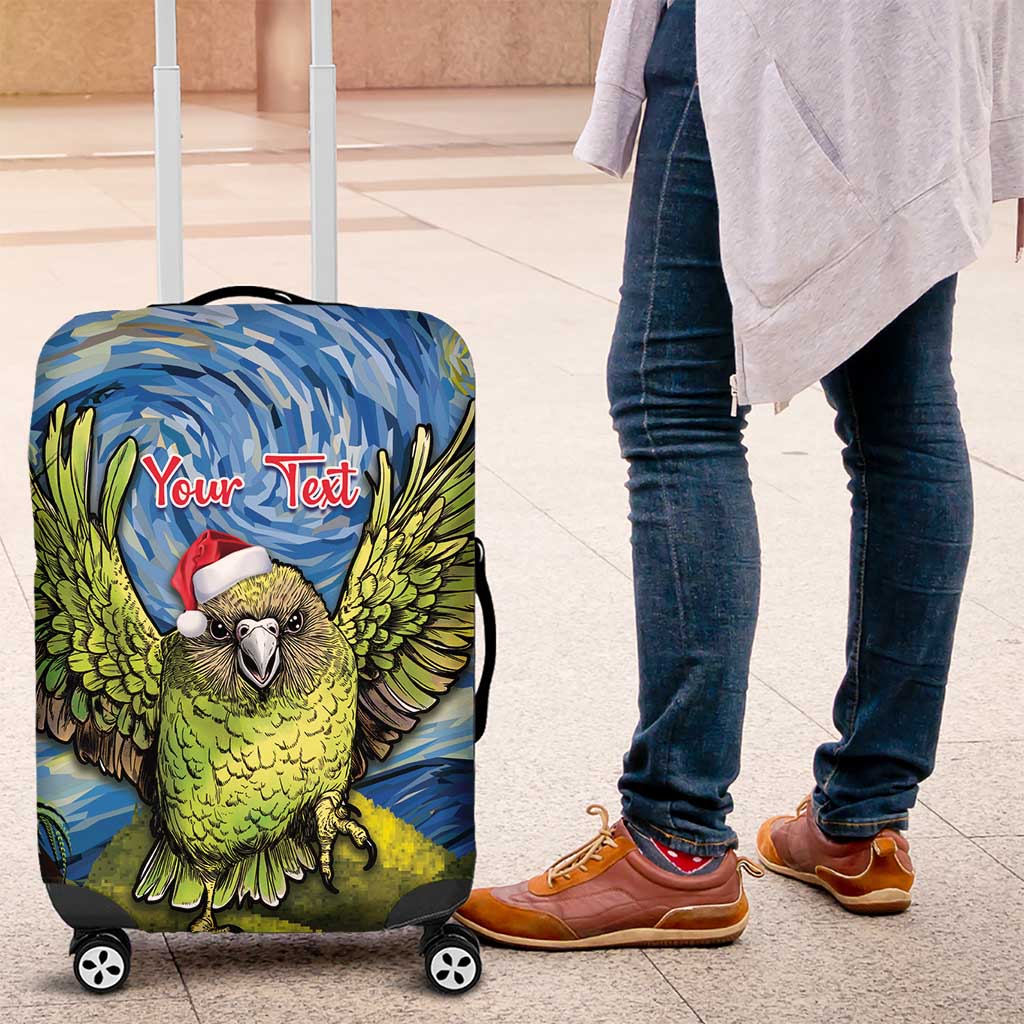 Personalised Jumping Kakapo Christmas Luggage Cover New Zealand Fern - Starry Night Style