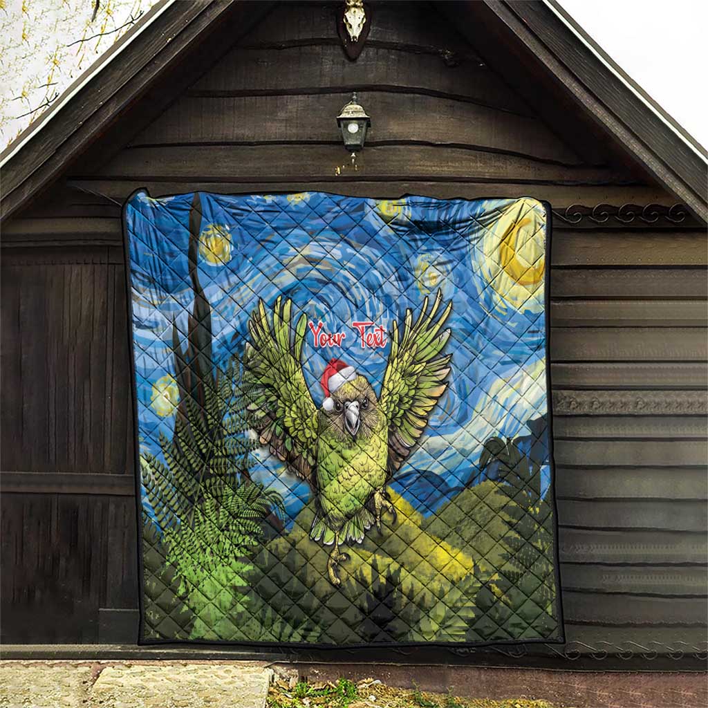 Personalised Jumping Kakapo Christmas Quilt New Zealand Fern - Starry Night Style