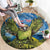 Personalised Jumping Kakapo Christmas Round Carpet New Zealand Fern - Starry Night Style