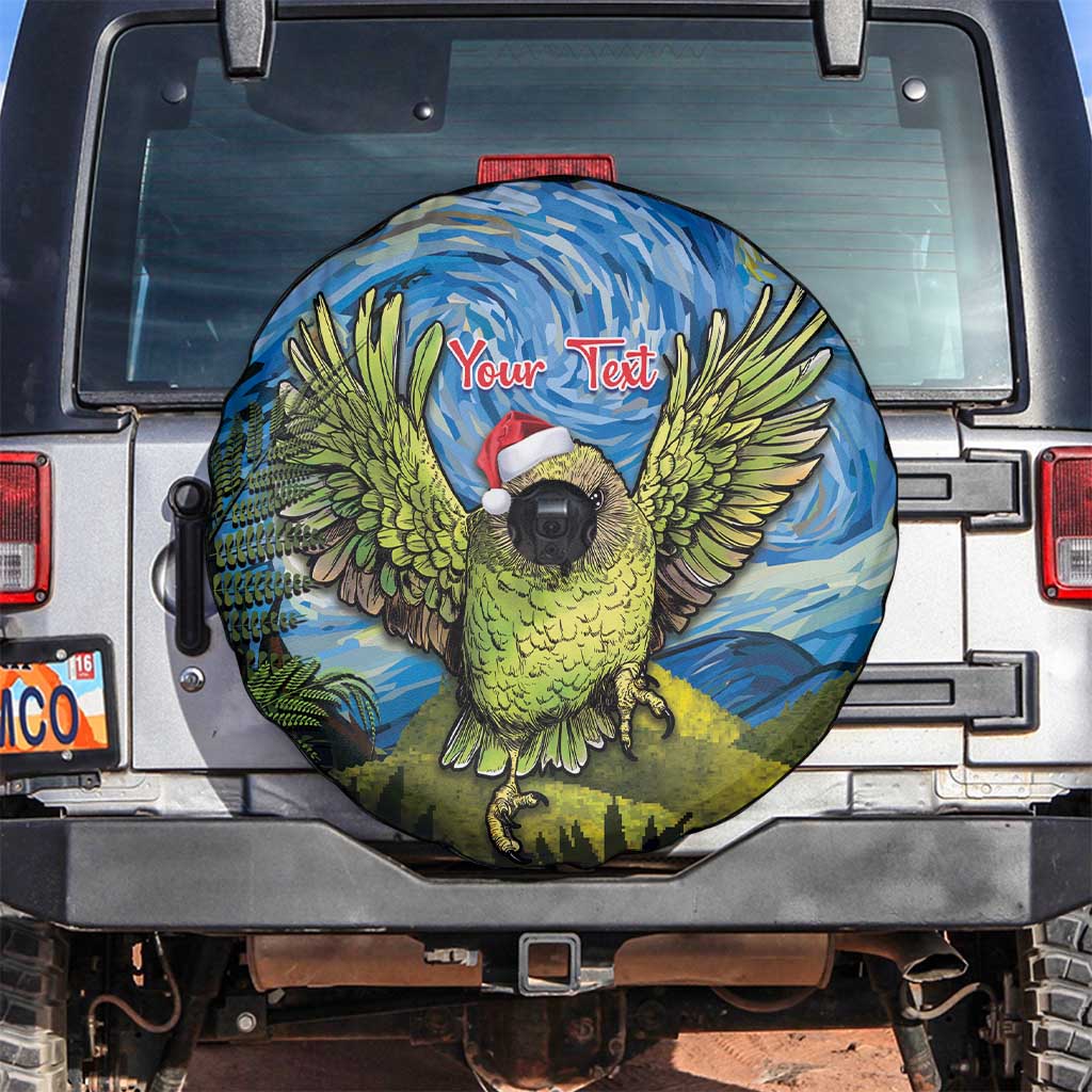 Personalised Jumping Kakapo Christmas Spare Tire Cover New Zealand Fern - Starry Night Style LT14 Green - Polynesian Pride