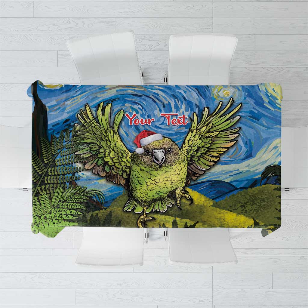 Personalised Jumping Kakapo Christmas Tablecloth New Zealand Fern - Starry Night Style LT14 Green - Polynesian Pride