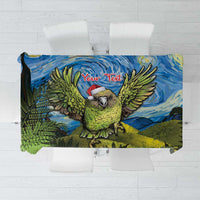 Personalised Jumping Kakapo Christmas Tablecloth New Zealand Fern - Starry Night Style LT14 Green - Polynesian Pride