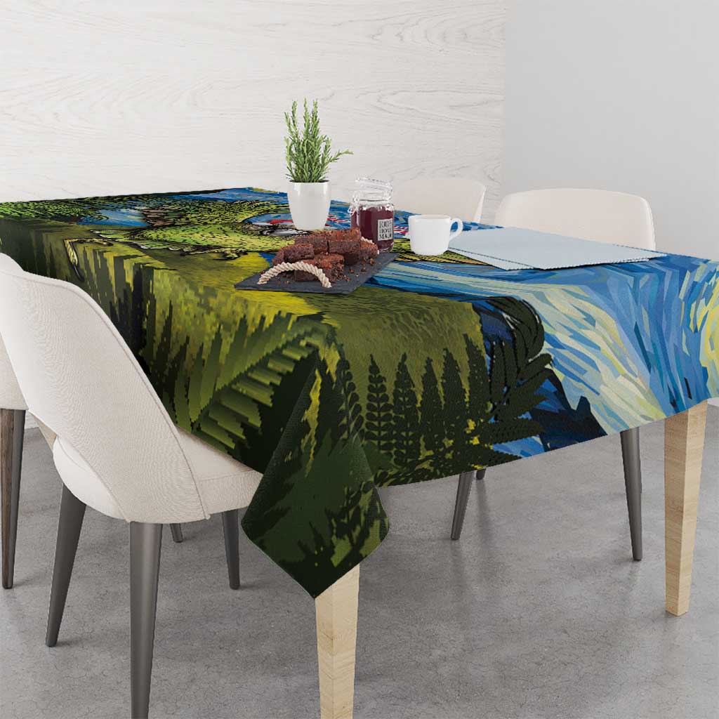 Personalised Jumping Kakapo Christmas Tablecloth New Zealand Fern - Starry Night Style LT14 - Polynesian Pride