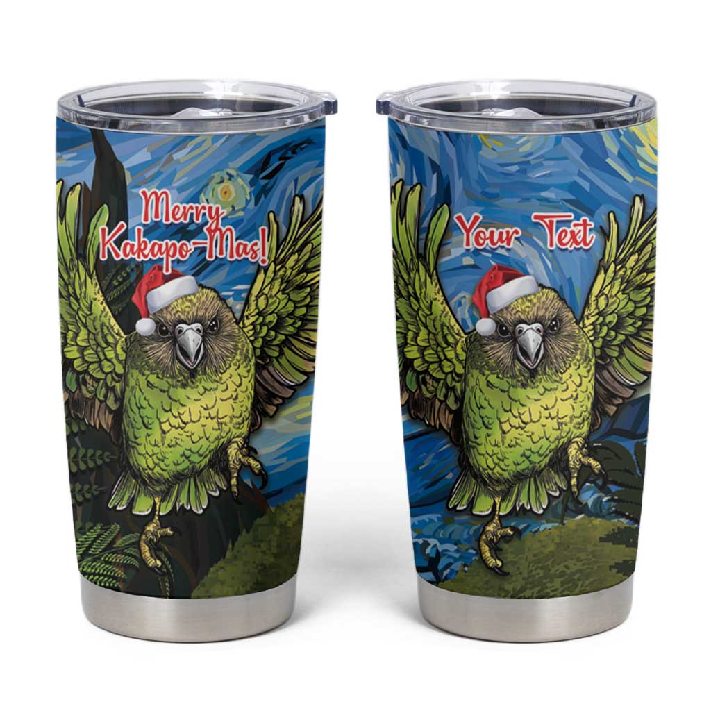 Personalised Jumping Kakapo Christmas Tumbler Cup New Zealand Fern - Starry Night Style