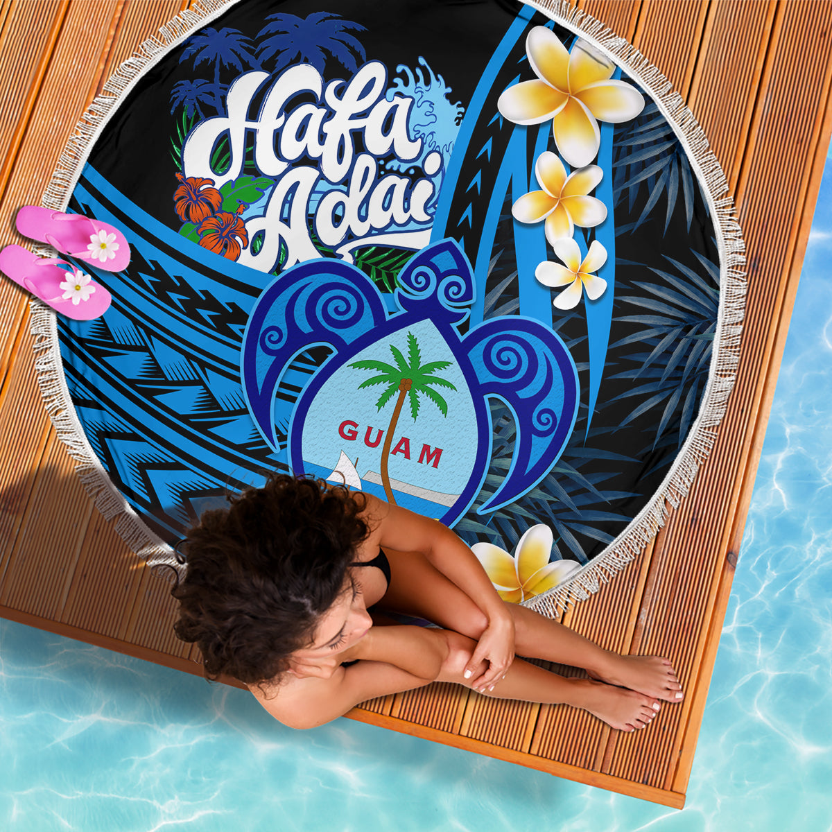 Hafa Adai Guam Beach Blanket Guahan Sea Turtle Tropical Style LT14 - Polynesian Pride