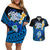 Hafa Adai Guam Couples Matching Off Shoulder Short Dress and Hawaiian Shirt Guahan Sea Turtle Tropical Style LT14 Blue - Polynesian Pride