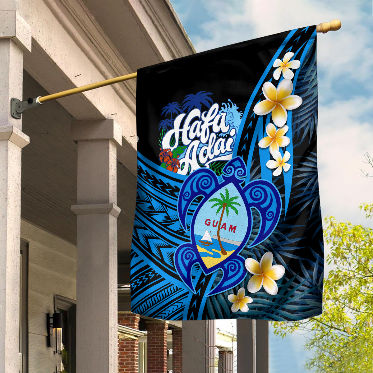 Hafa Adai Guam Garden Flag Guahan Sea Turtle Tropical Style LT14 House Flag Blue - Polynesian Pride