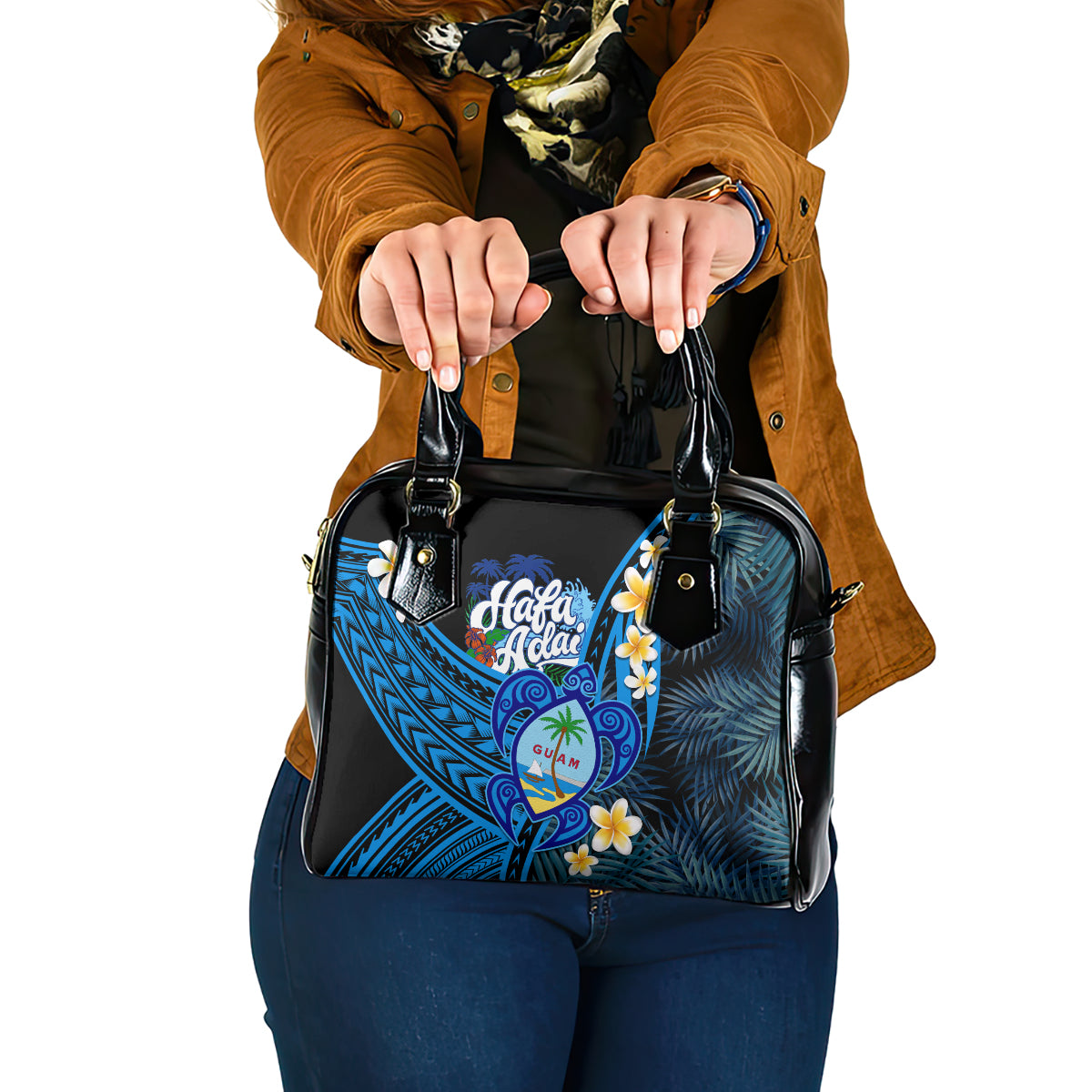 Hafa Adai Guam Shoulder Handbag Guahan Sea Turtle Tropical Style LT14 One Size Blue - Polynesian Pride