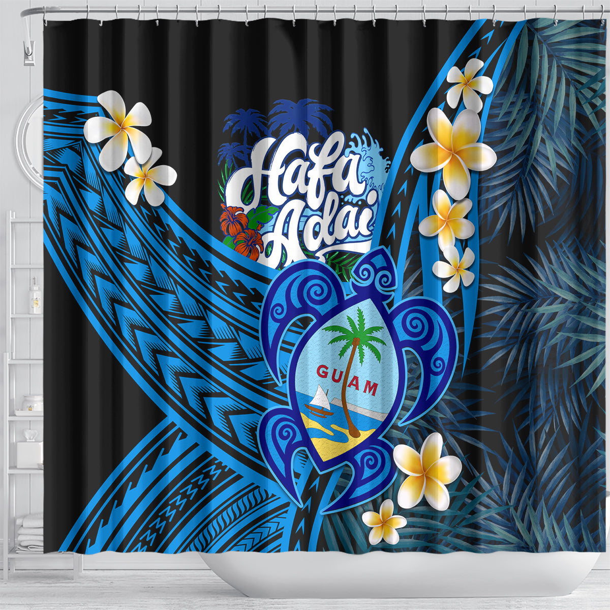 Hafa Adai Guam Shower Curtain Guahan Sea Turtle Tropical Style LT14 - Polynesian Pride