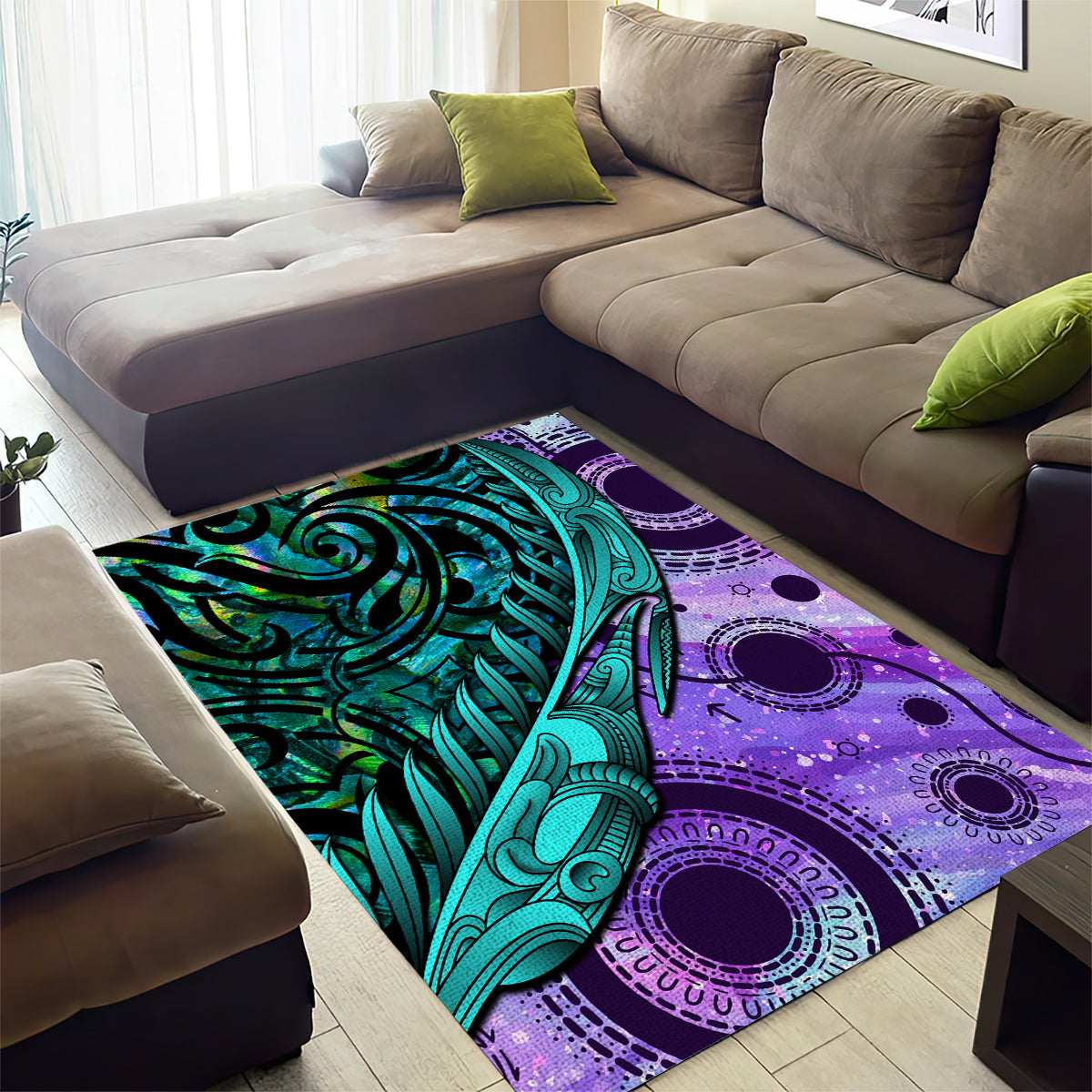 New Zealand Paua Shell With Australia Opal Unique Combine Area Rug LT14 - Polynesian Pride