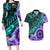 New Zealand Paua Shell With Australia Opal Unique Combine Couples Matching Long Sleeve Bodycon Dress and Hawaiian Shirt LT14 Green - Polynesian Pride