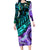 New Zealand Paua Shell With Australia Opal Unique Combine Family Matching Long Sleeve Bodycon Dress and Hawaiian Shirt LT14 Mom's Dress Green - Polynesian Pride