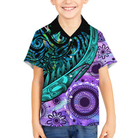 New Zealand Paua Shell With Australia Opal Unique Combine Family Matching Long Sleeve Bodycon Dress and Hawaiian Shirt LT14 Son's Shirt Green - Polynesian Pride