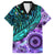 New Zealand Paua Shell With Australia Opal Unique Combine Family Matching Off Shoulder Long Sleeve Dress and Hawaiian Shirt LT14 Dad's Shirt - Short Sleeve Green - Polynesian Pride