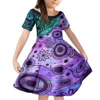 New Zealand Paua Shell With Australia Opal Unique Combine Family Matching Off Shoulder Maxi Dress and Hawaiian Shirt LT14 Daughter's Dress Green - Polynesian Pride