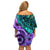 New Zealand Paua Shell With Australia Opal Unique Combine Family Matching Off Shoulder Short Dress and Hawaiian Shirt LT14 - Polynesian Pride