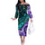 New Zealand Paua Shell With Australia Opal Unique Combine Off The Shoulder Long Sleeve Dress LT14 Women Green - Polynesian Pride