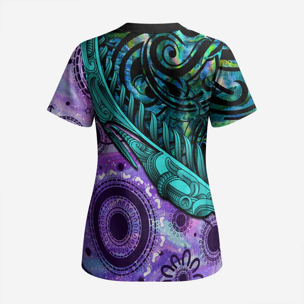 New Zealand Paua Shell With Australia Opal Unique Combine Scrub Top - Polynesian Pride