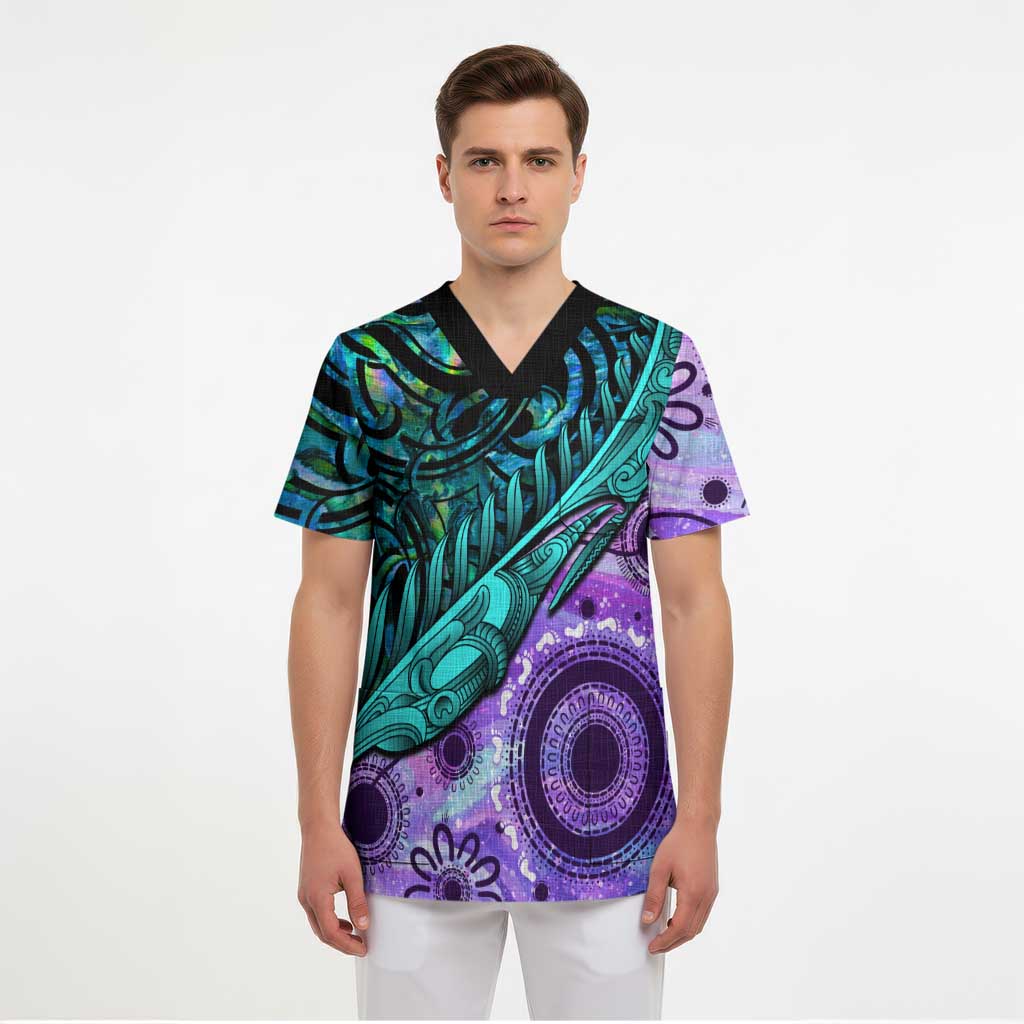 New Zealand Paua Shell With Australia Opal Unique Combine Scrub Top - Polynesian Pride