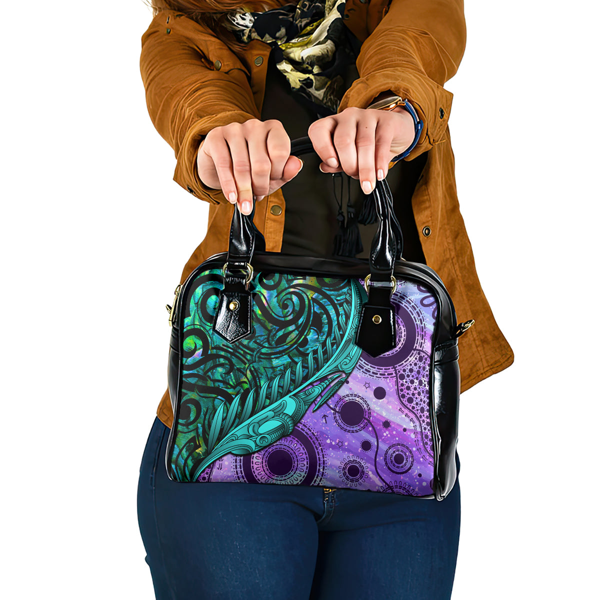 New Zealand Paua Shell With Australia Opal Unique Combine Shoulder Handbag LT14 One Size Green - Polynesian Pride