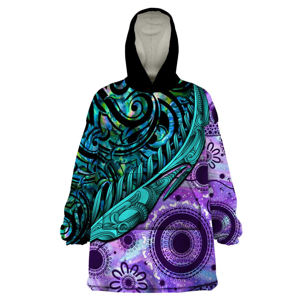 New Zealand Paua Shell With Australia Opal Unique Combine Wearable Blanket Hoodie LT14 One Size Green - Polynesian Pride