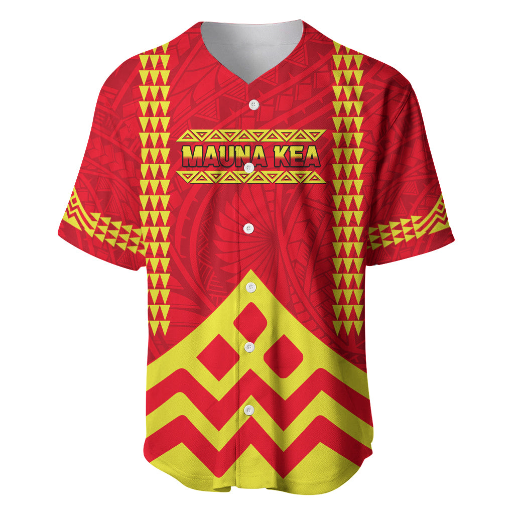 Hawaii Mauna Kea Baseball Jersey Hawaiian Kakau Tribal Pattern LT14 Red - Polynesian Pride