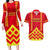 Hawaii Mauna Kea Couples Matching Long Sleeve Bodycon Dress and Hawaiian Shirt Hawaiian Kakau Tribal Pattern LT14 Red - Polynesian Pride