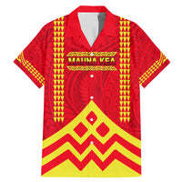 Hawaii Mauna Kea Family Matching Mermaid Dress and Hawaiian Shirt Hawaiian Kakau Tribal Pattern LT14 Dad's Shirt - Short Sleeve Red - Polynesian Pride