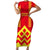 Hawaii Mauna Kea Family Matching Short Sleeve Bodycon Dress and Hawaiian Shirt Hawaiian Kakau Tribal Pattern LT14 Mom's Dress Red - Polynesian Pride