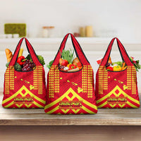 Hawaii Mauna Kea Grocery Bag Hawaiian Kakau Tribal Pattern LT14 3-pack One Size Red - Polynesian Pride