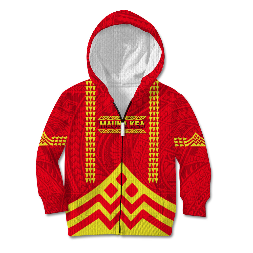 Hawaii Mauna Kea Kid Hoodie Hawaiian Kakau Tribal Pattern LT14 Zip Hoodie Red - Polynesian Pride