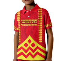 Hawaii Mauna Kea Kid Polo Shirt Hawaiian Kakau Tribal Pattern LT14 Kid Red - Polynesian Pride