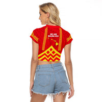 Hawaii Mauna Kea Raglan Cropped T Shirt Hawaiian Kakau Tribal Pattern LT14 - Polynesian Pride