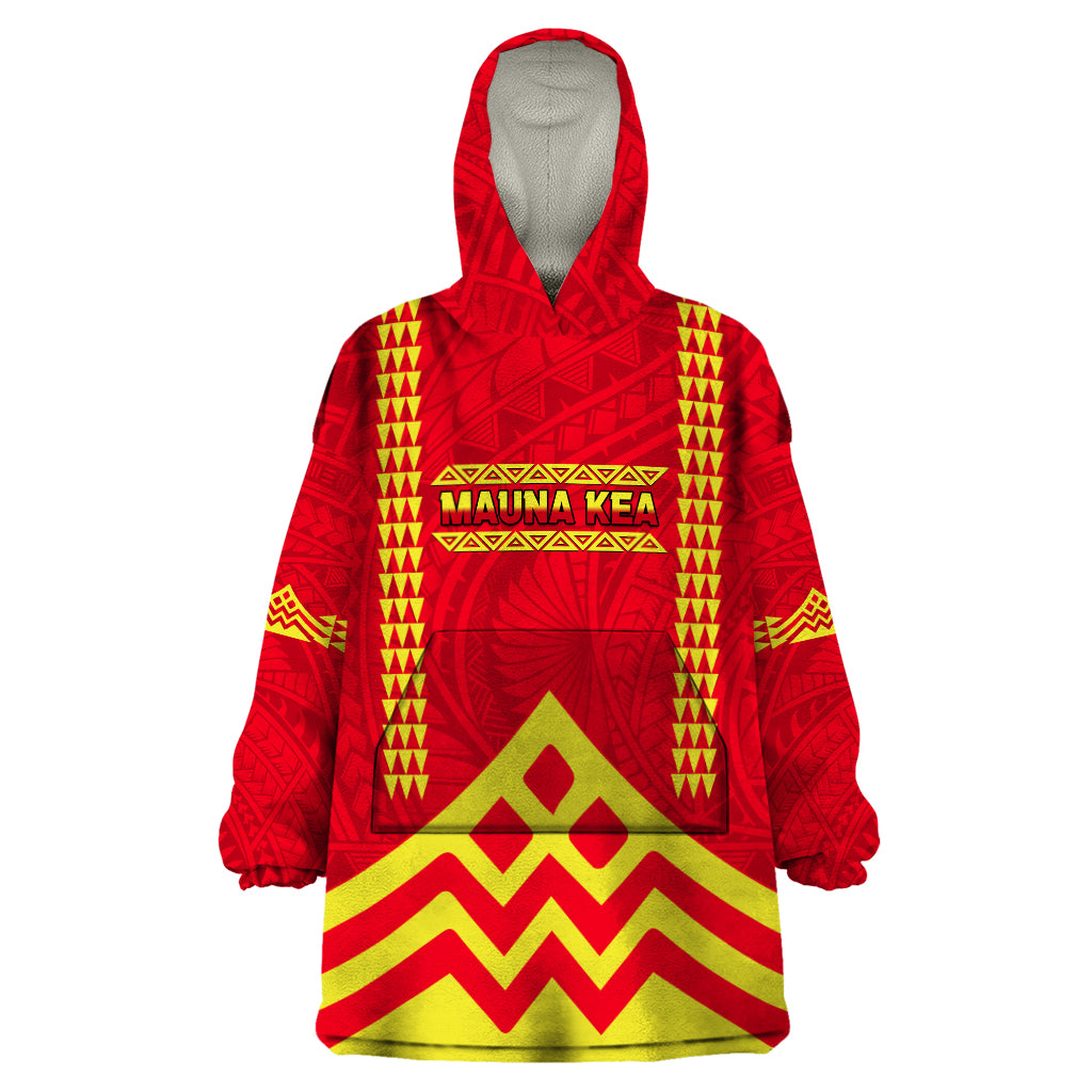 Hawaii Mauna Kea Wearable Blanket Hoodie Hawaiian Kakau Tribal Pattern LT14 One Size Red - Polynesian Pride