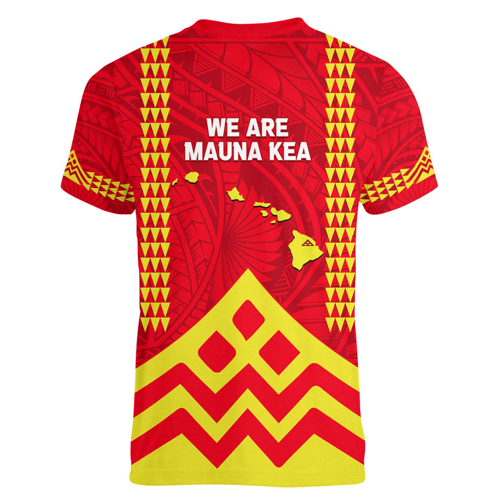 Hawaii Mauna Kea Women V Neck T Shirt Hawaiian Kakau Tribal Pattern LT14 - Polynesian Pride