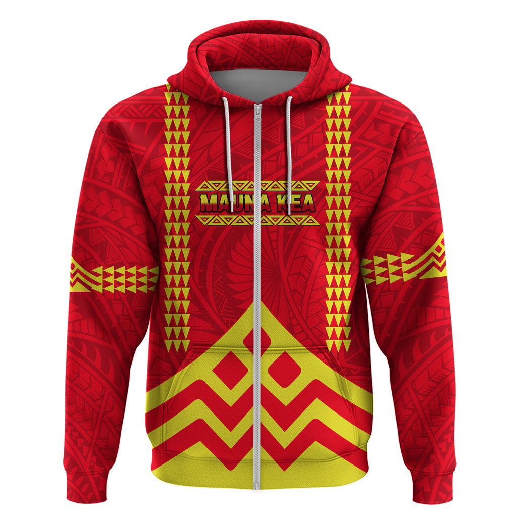 Hawaii Mauna Kea Zip Hoodie Hawaiian Kakau Tribal Pattern LT14 Zip Hoodie Red - Polynesian Pride